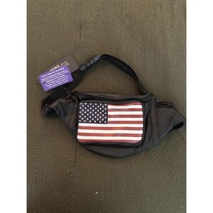NWT Stone Mountain USA American Flag Leather Waist Fanny Pack Belt Bag Pouch NEW
